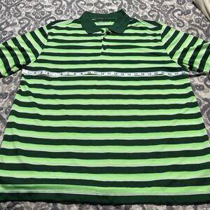 Nike Golf Drifit Men’s Green Striped Polo Shirt Size XL